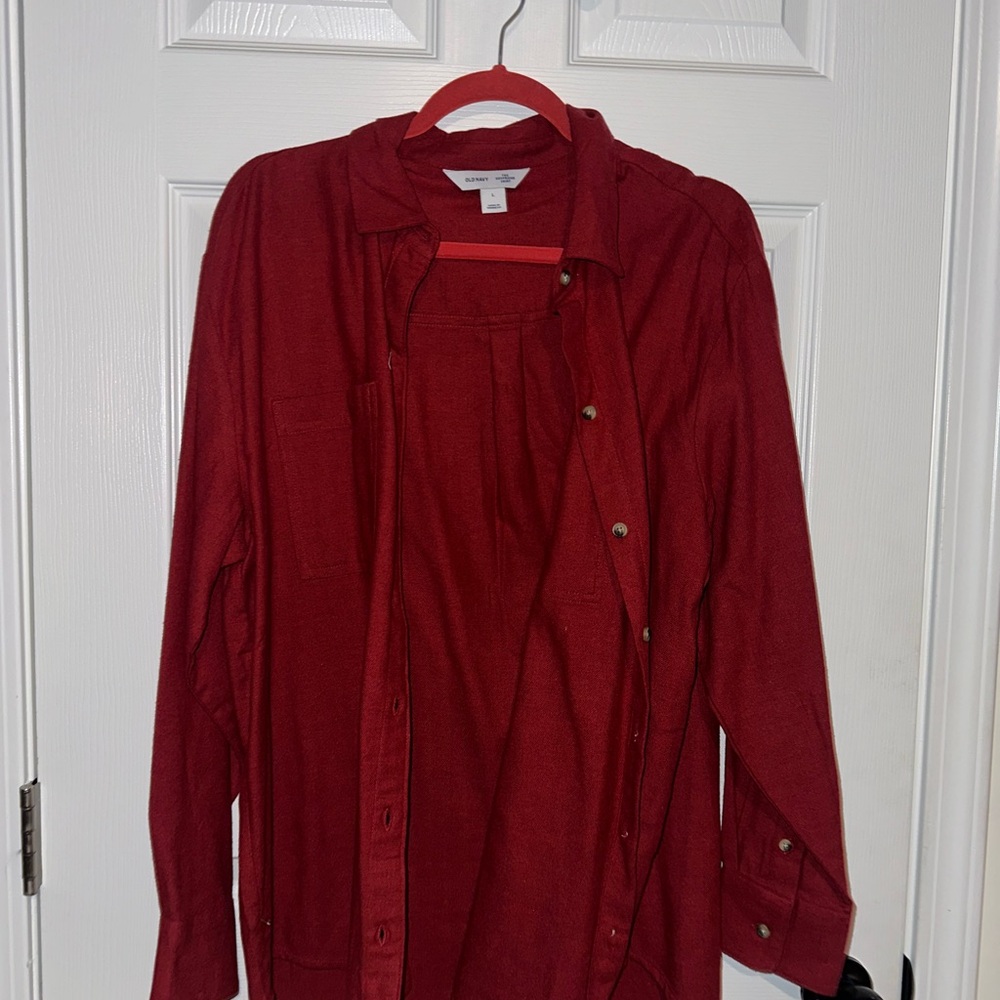 Old Navy Deep Red Boyfriend Shirt